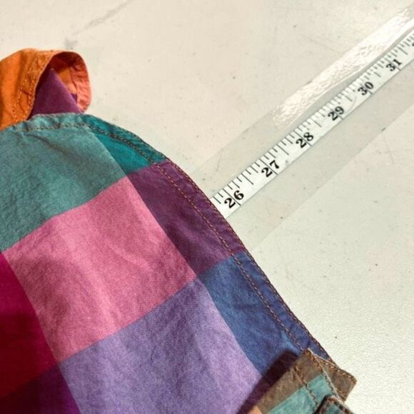 Broadway & Broome Plaid Colorful Spring Pink Blue Button Down Top Shirt Size XS - Picture 6 of 10